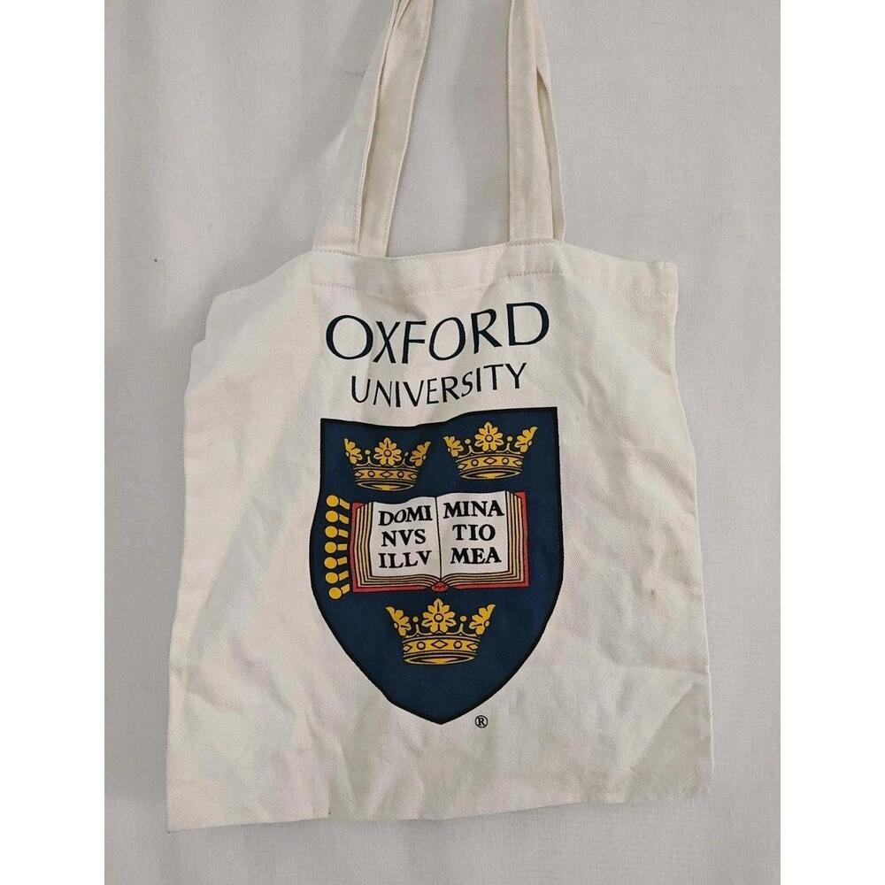 Vintage Oxford University Tote‎ Bag Canvas  Cream color Shopping Bag
